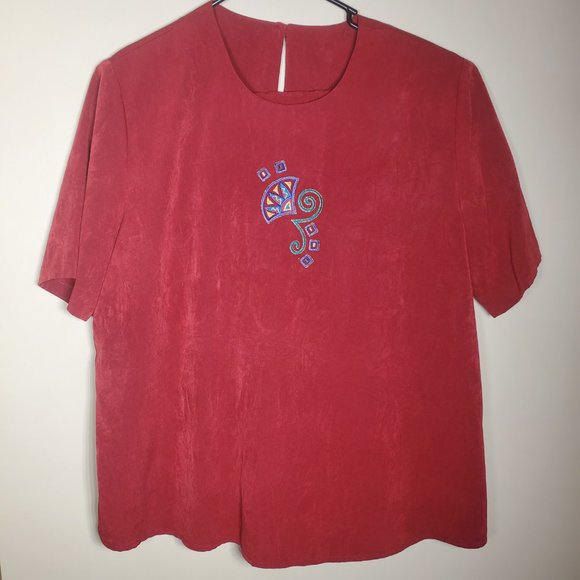 Vintage 80's City Girl Petites 3-Piece Embroidered Skirt Suit  - Size Large - Picture 6 of 15